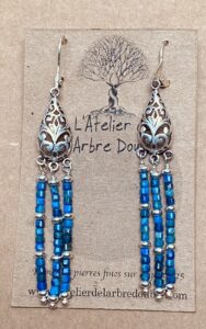 boucles d'oreilles en lapis lazuli longues