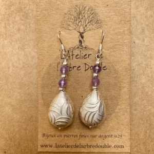 boucles d'oreilles améthyste et aregnt