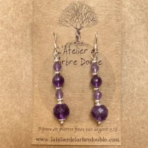 boucles 'oreilles amethyste et argent