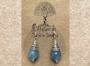 BOUCLES D'OREILLES EN AIGUE MARINE