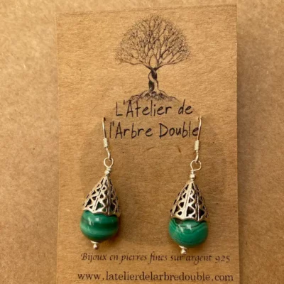 Boucles d'oreilles en malachite