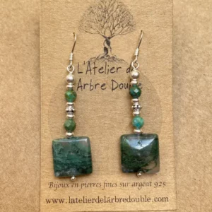 Boucles d'oreilles en agate mousse