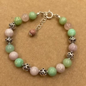bracelet kunzite et chrysoprase