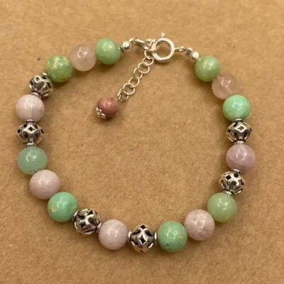 bracelet kunzite et chrysoprase