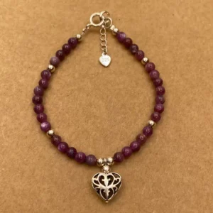 Bracelet Rubis et Coeur en argent