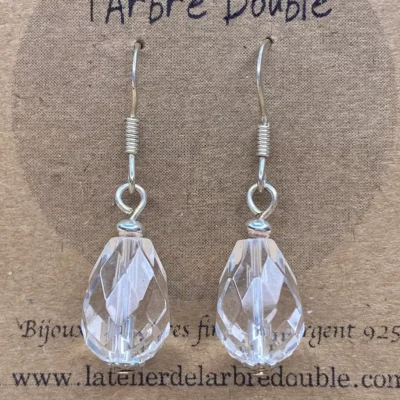 Boucles d’oreilles cristal de roche gouttes d’eau