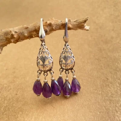 boucles d'oreilles améthyste awen
