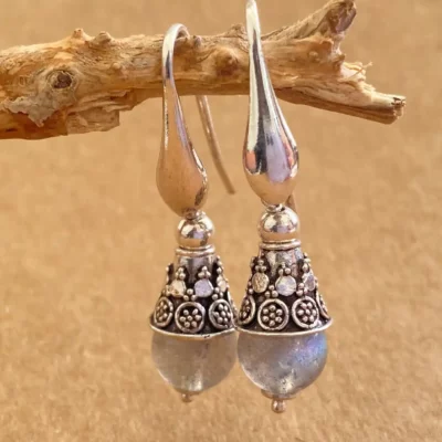 Boucles d’oreilles Labradorite clochettes